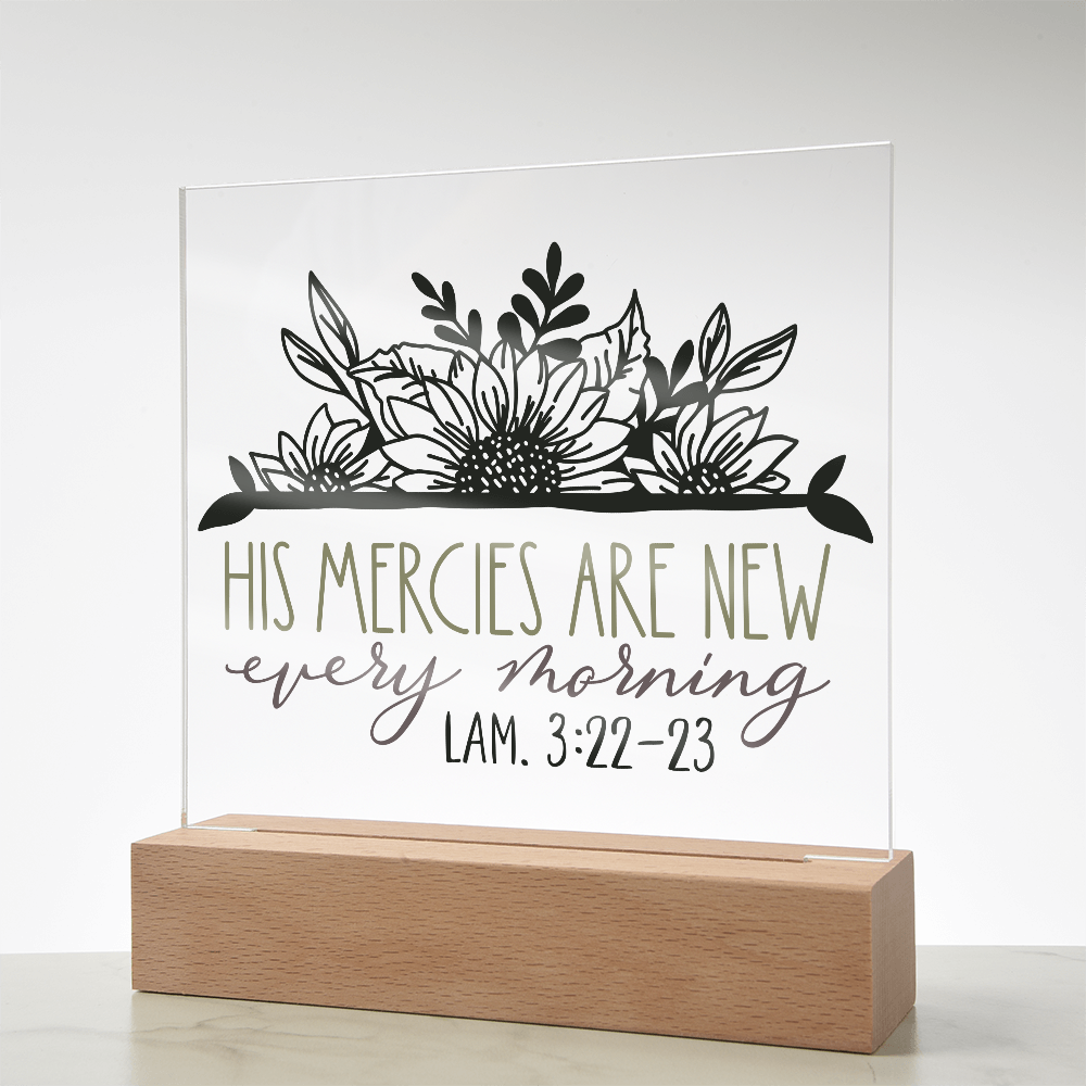 His Mercies Are New Every Morning Square Acrylic Plaque