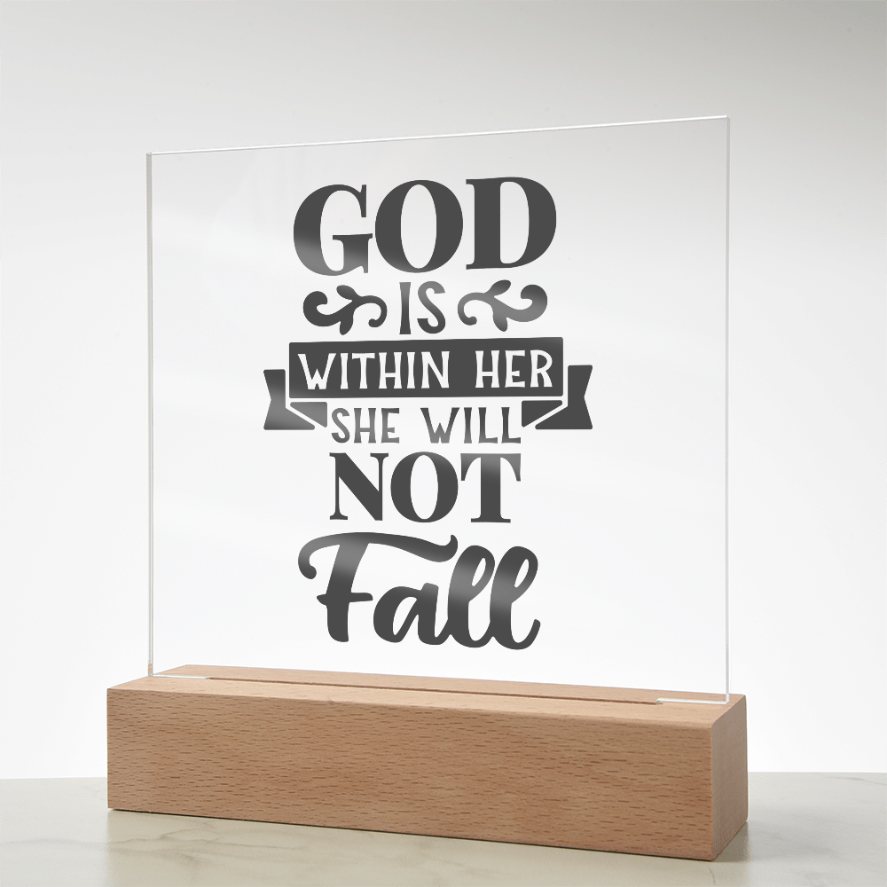 God Is Within Her She Will Not Fall Square Acrylic Plaque