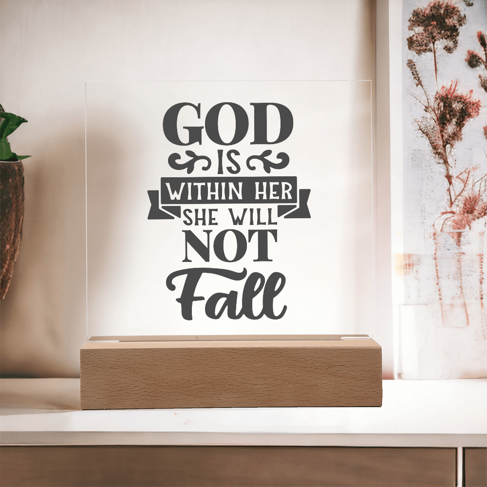 God Is Within Her She Will Not Fall Square Acrylic Plaque