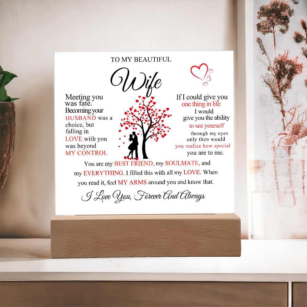 To My Beautiful Wife Square Acrylic Plaque