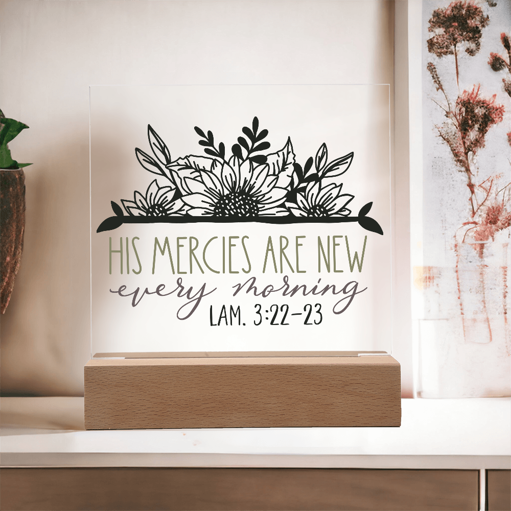 His Mercies Are New Every Morning Square Acrylic Plaque