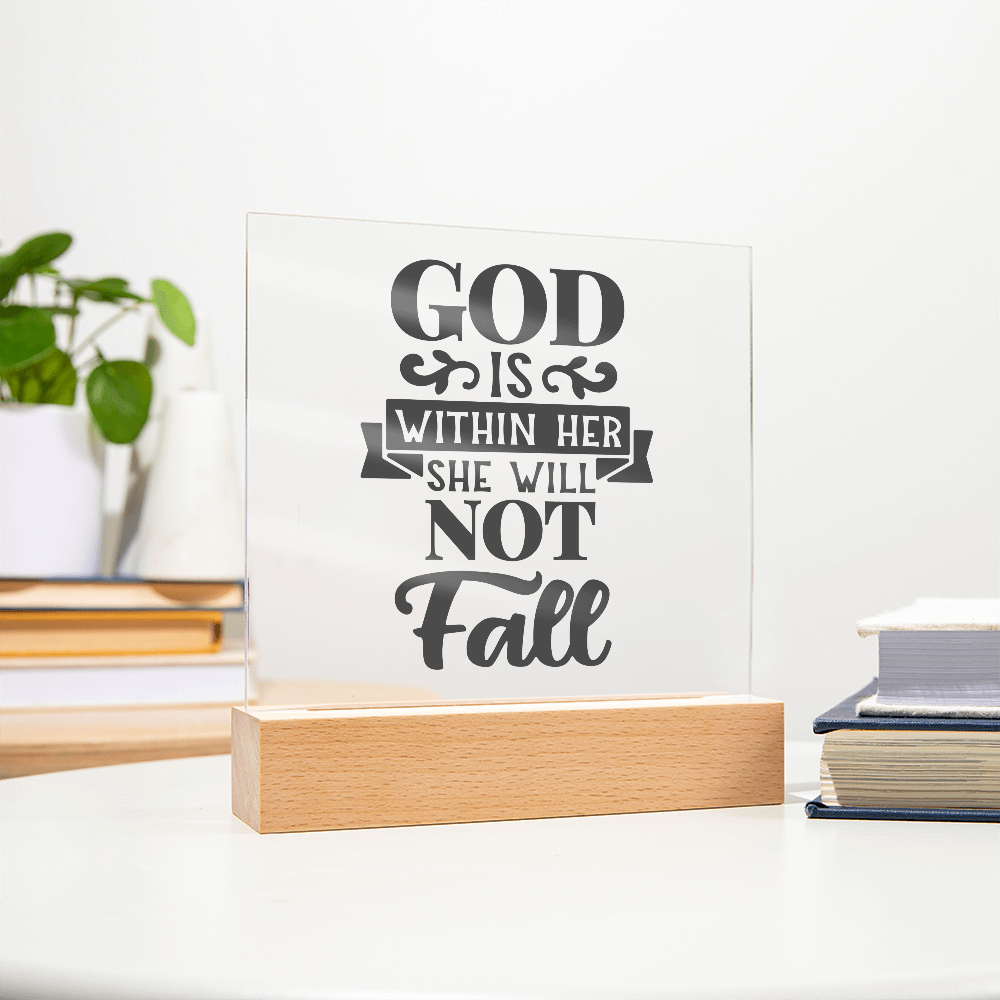 God Is Within Her She Will Not Fall Square Acrylic Plaque