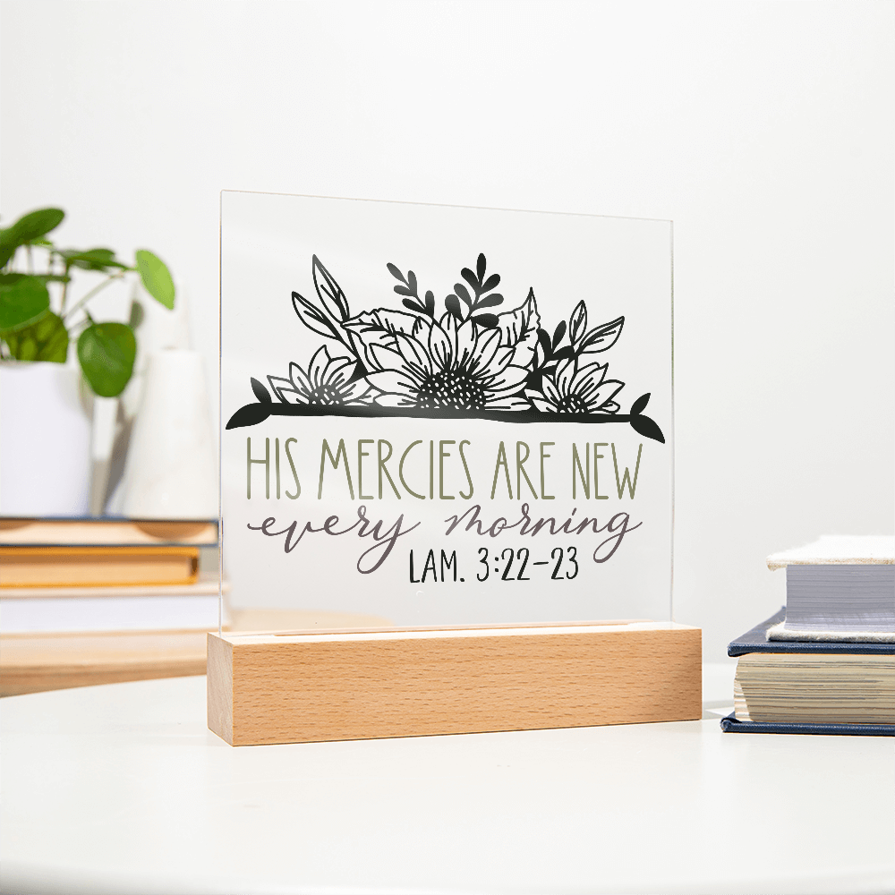 His Mercies Are New Every Morning Square Acrylic Plaque