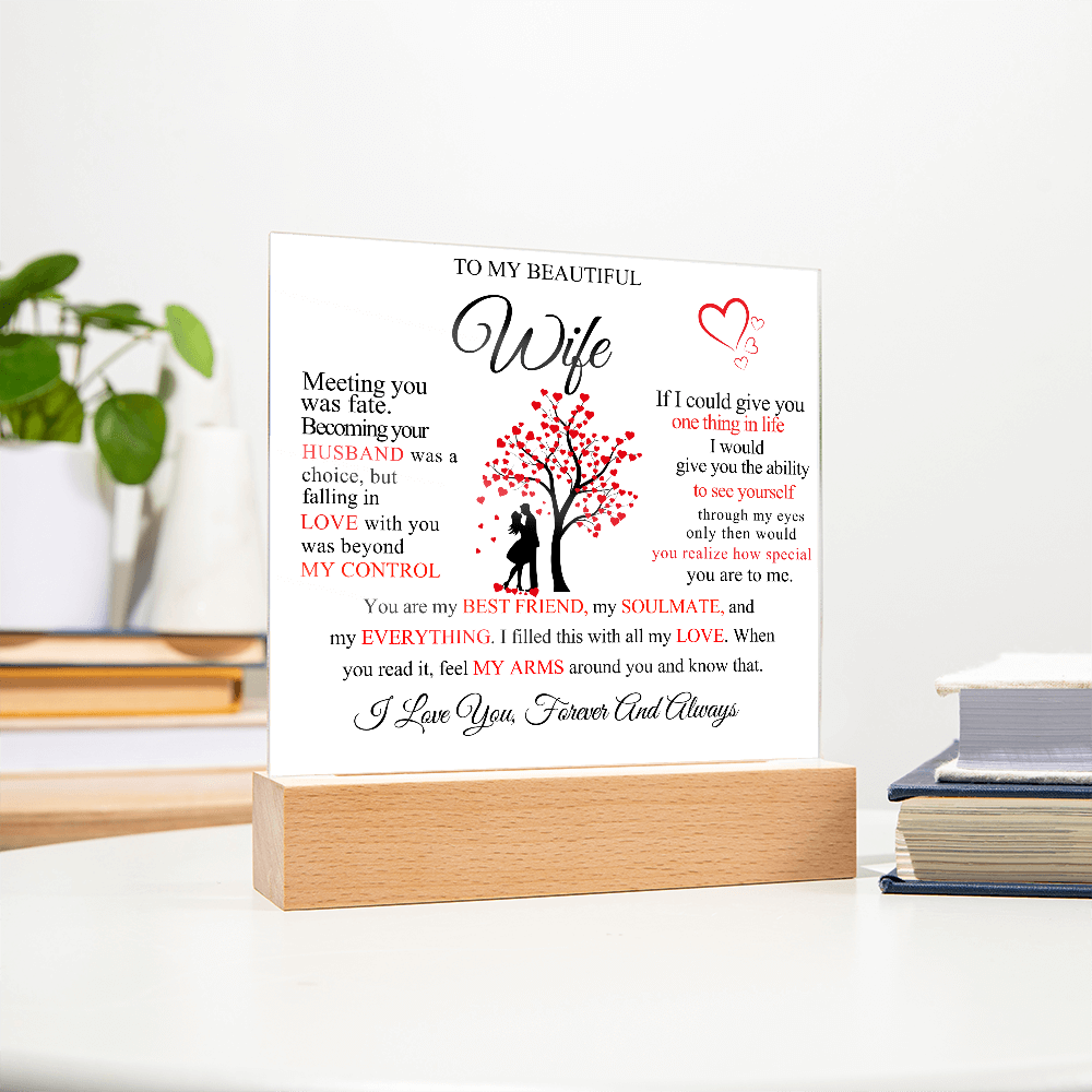 To My Beautiful Wife Square Acrylic Plaque