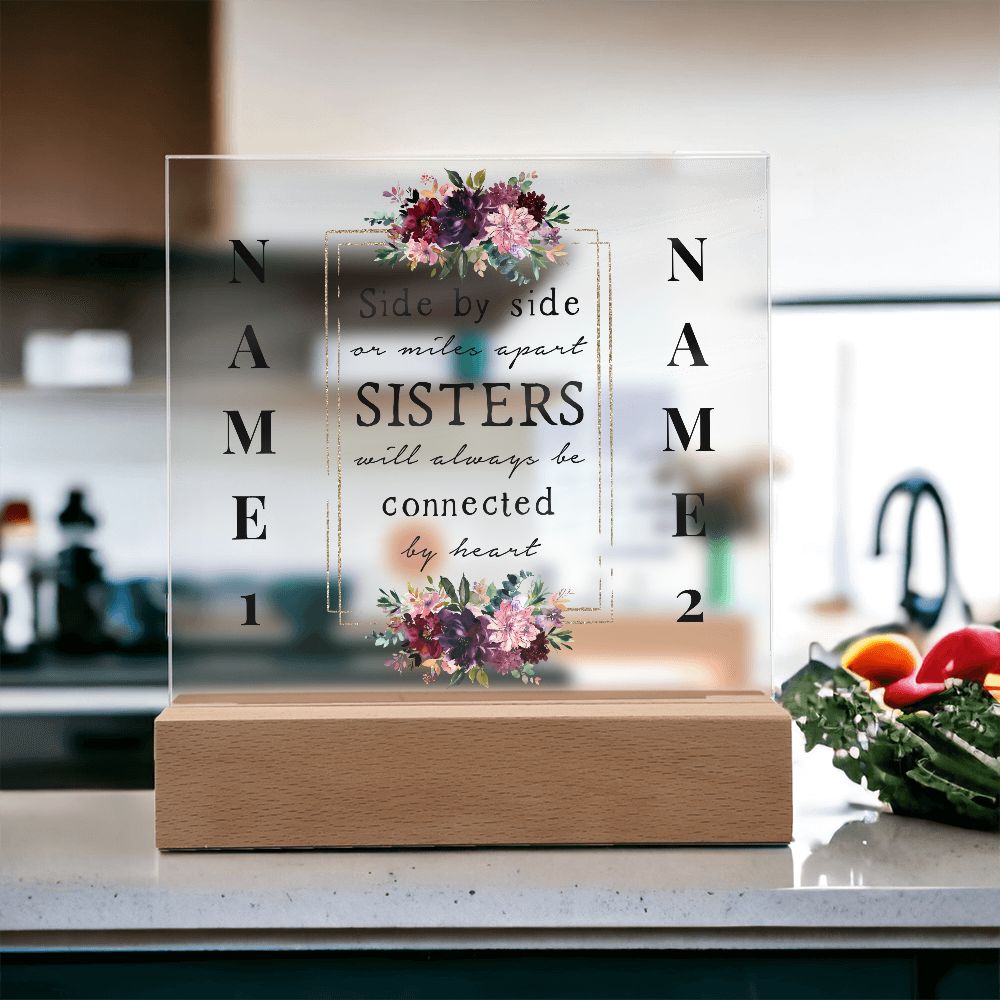 Heartstrings of Sisterhood Personalized Floral Acrylic Plaque