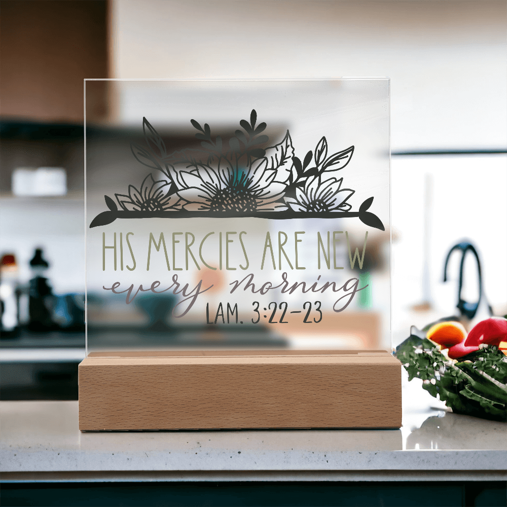 His Mercies Are New Every Morning Square Acrylic Plaque