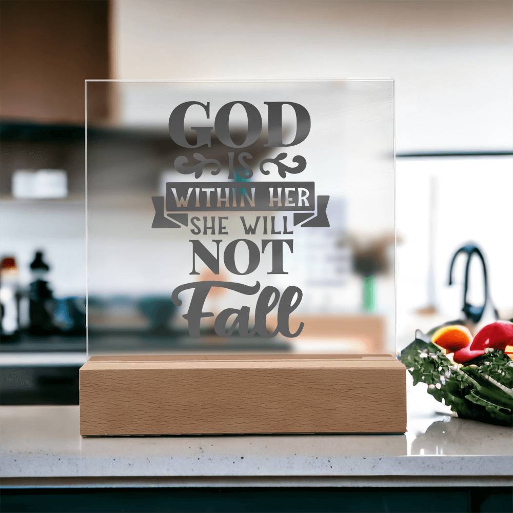 God Is Within Her She Will Not Fall Square Acrylic Plaque