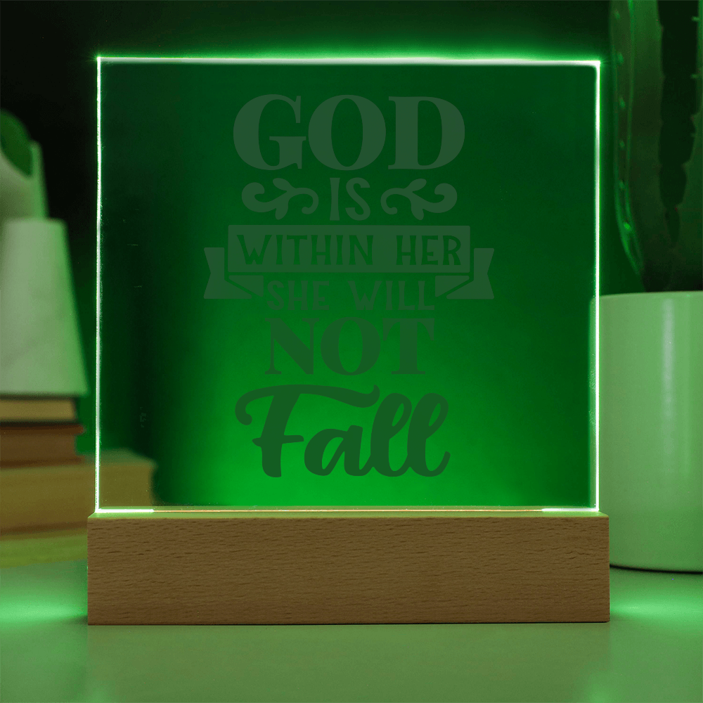 God Is Within Her She Will Not Fall Square Acrylic Plaque