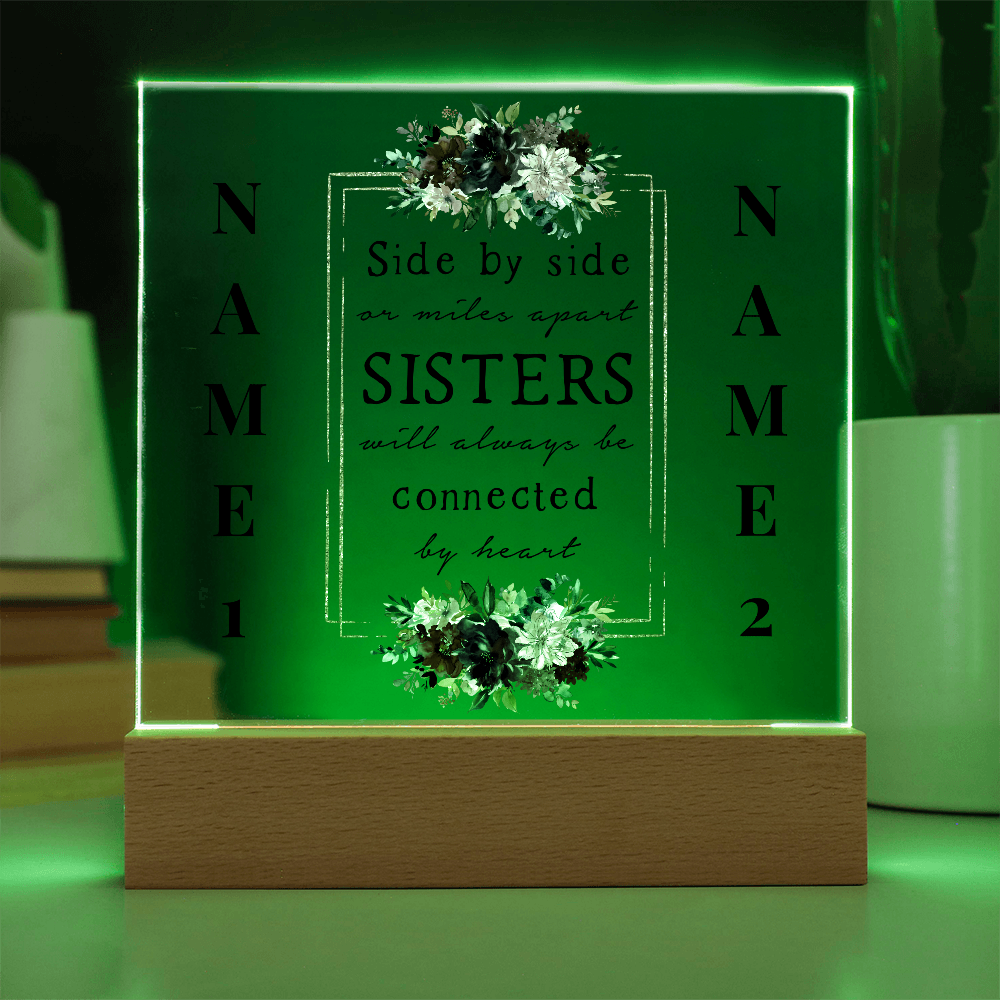 Heartstrings of Sisterhood Personalized Floral Acrylic Plaque