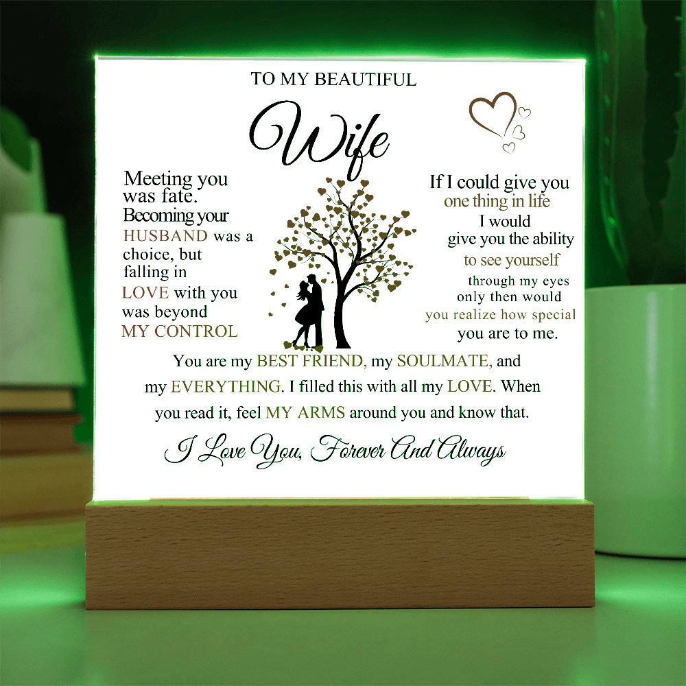 To My Beautiful Wife Square Acrylic Plaque
