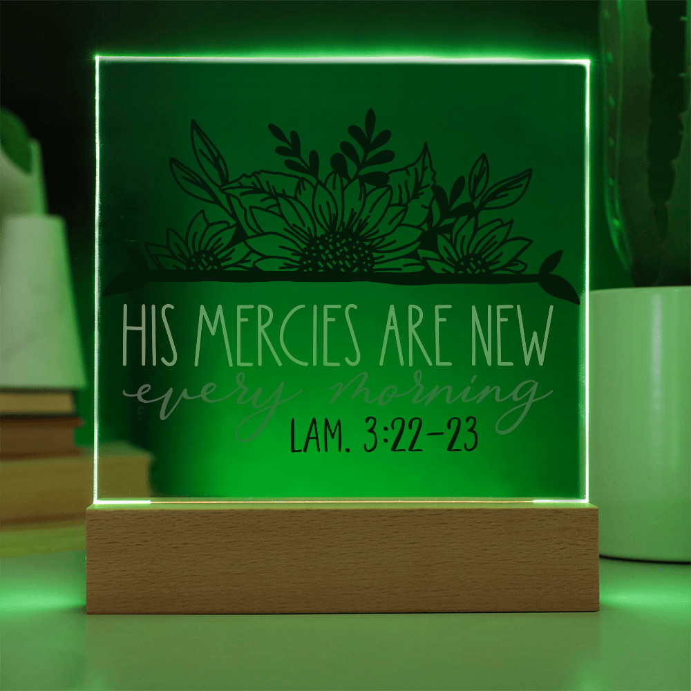 His Mercies Are New Every Morning Square Acrylic Plaque