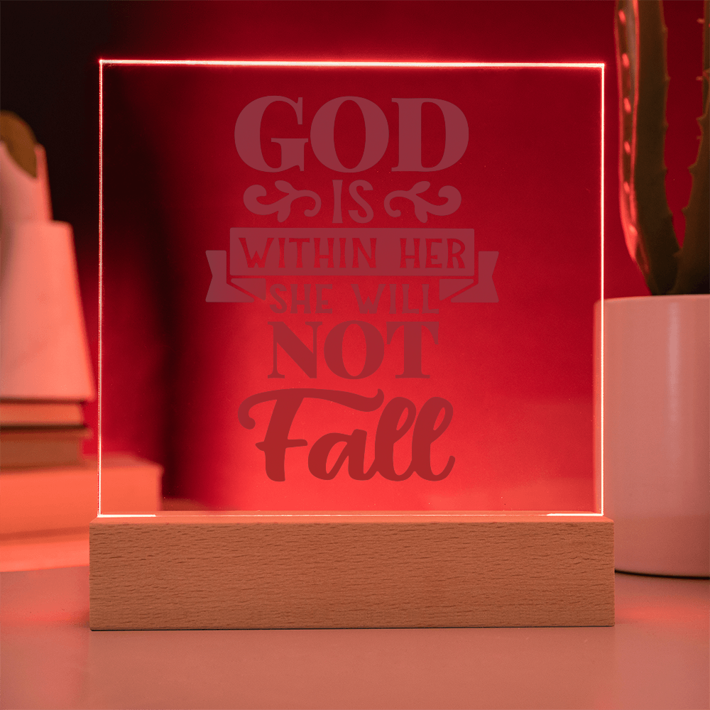 God Is Within Her She Will Not Fall Square Acrylic Plaque