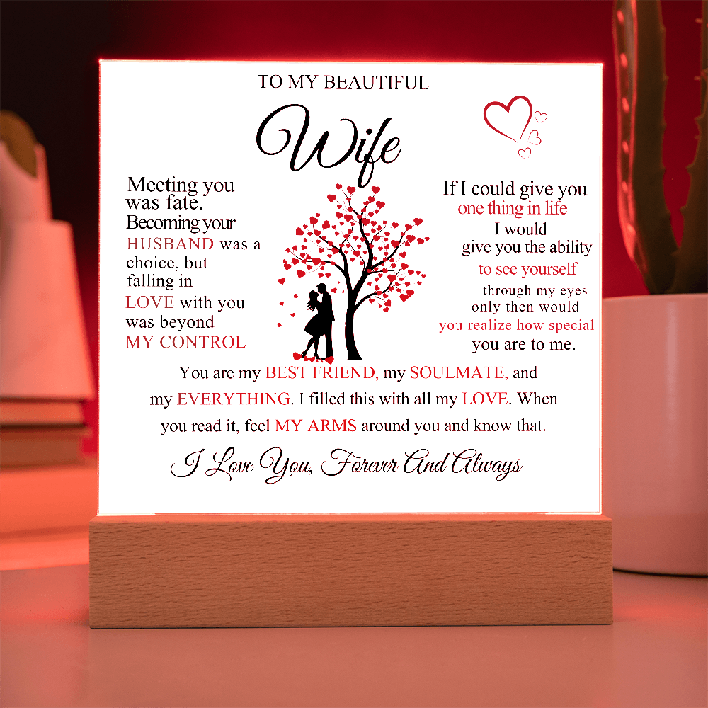 To My Beautiful Wife Square Acrylic Plaque