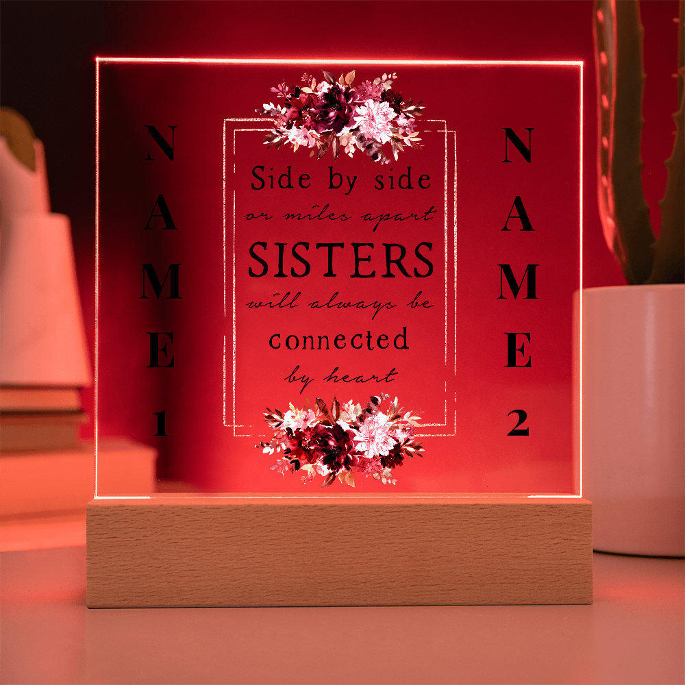 Heartstrings of Sisterhood Personalized Floral Acrylic Plaque