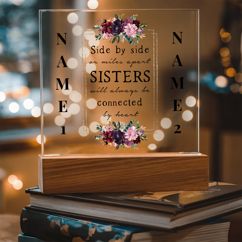 Heartstrings of Sisterhood Personalized Floral Acrylic Plaque