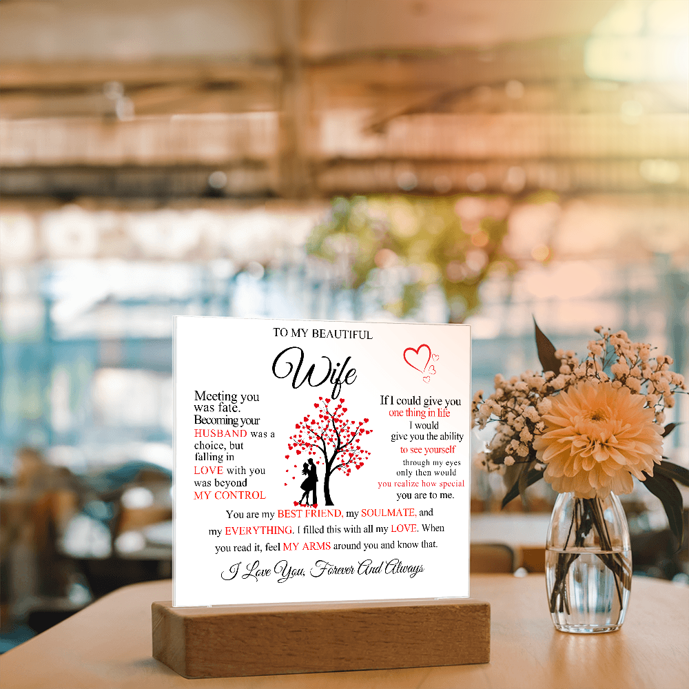 To My Beautiful Wife Square Acrylic Plaque