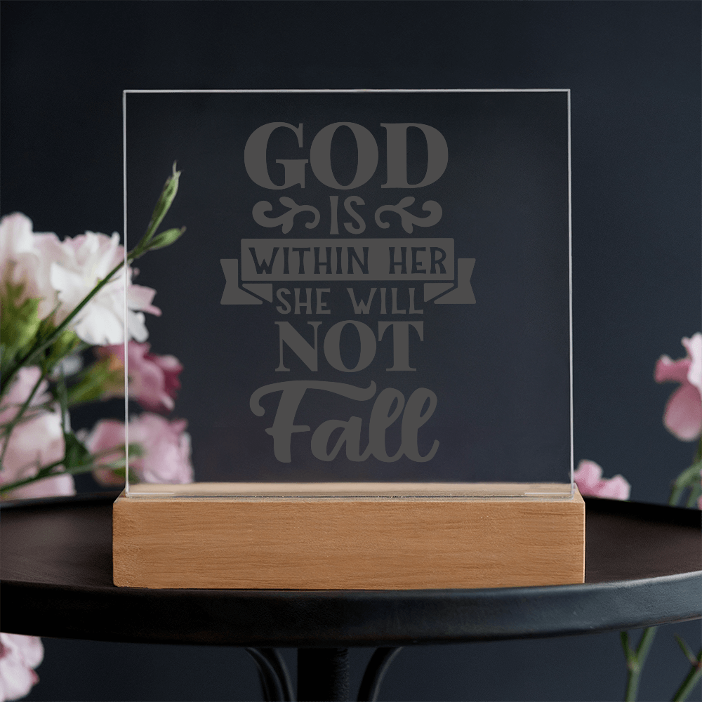 God Is Within Her She Will Not Fall Square Acrylic Plaque