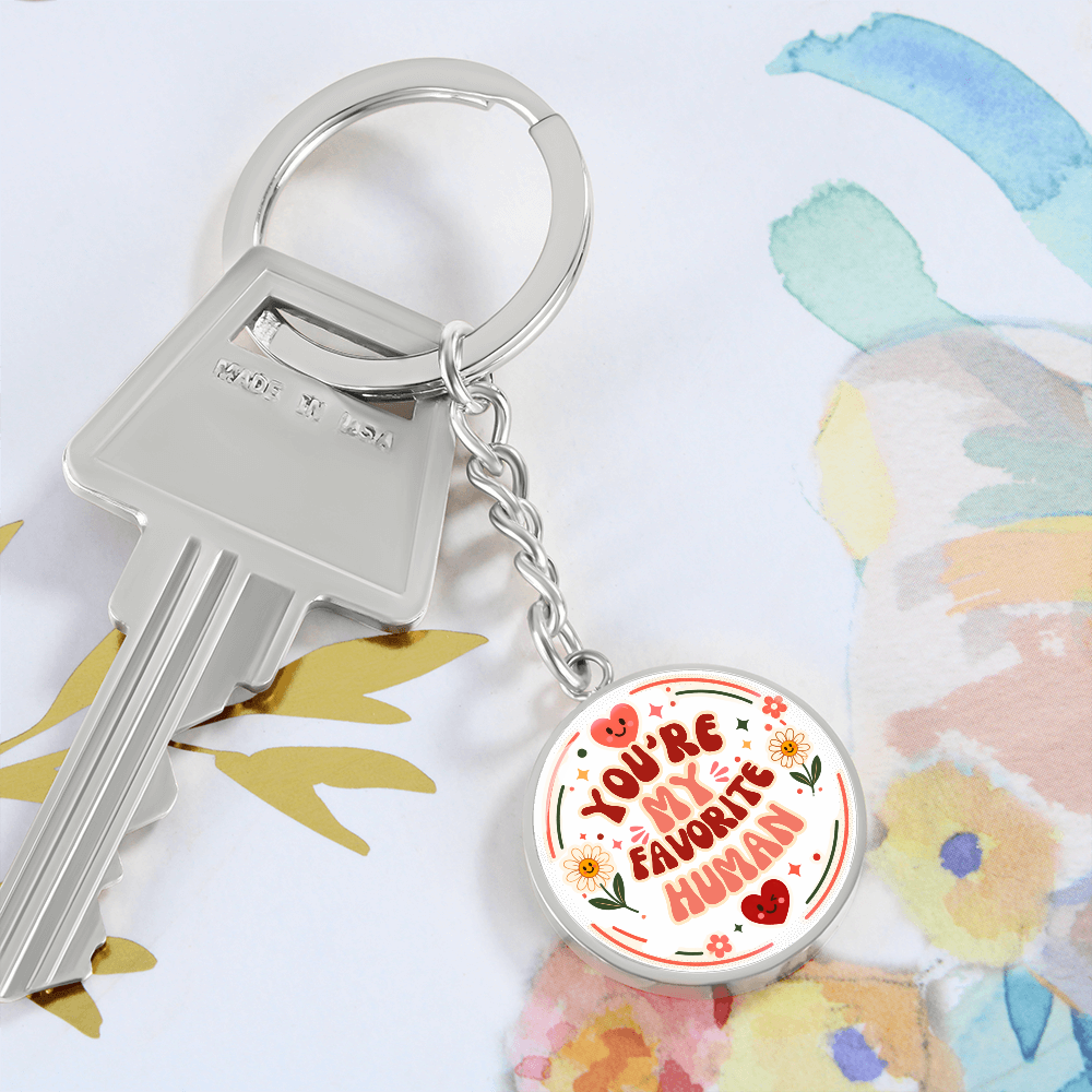 Personalized Retro You're My Favorite Human Circle Graphic Keychain