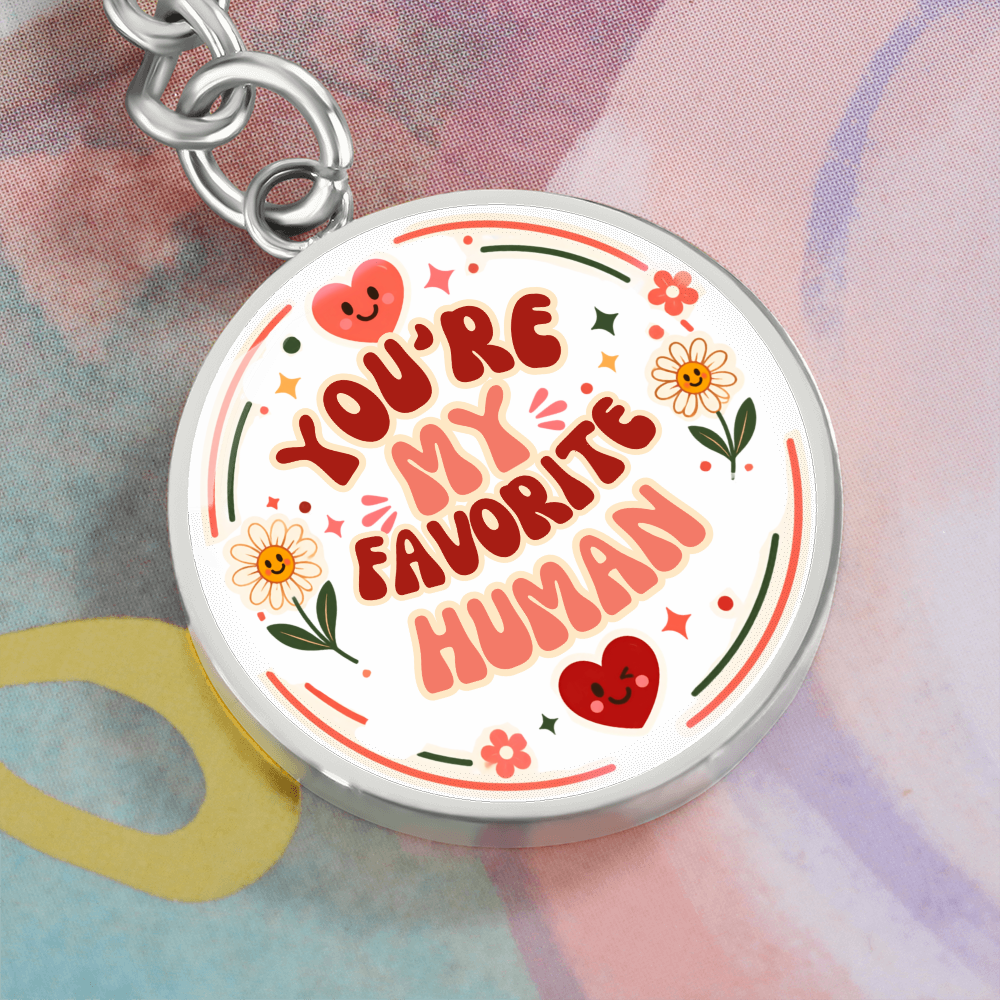 Personalized Retro You're My Favorite Human Circle Graphic Keychain