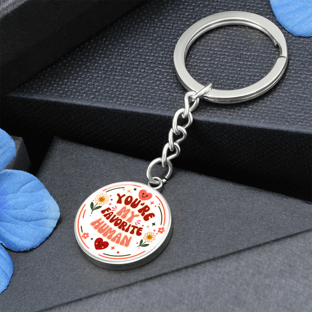 Personalized Retro You're My Favorite Human Circle Graphic Keychain