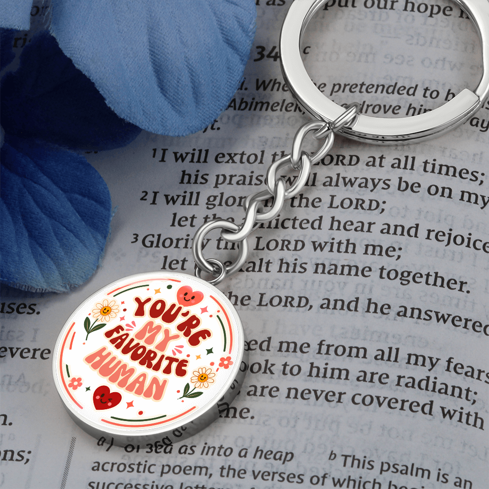 Personalized Retro You're My Favorite Human Circle Graphic Keychain