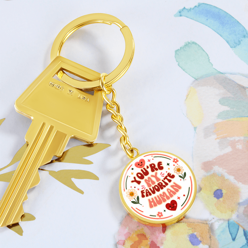 Personalized Retro You're My Favorite Human Circle Graphic Keychain