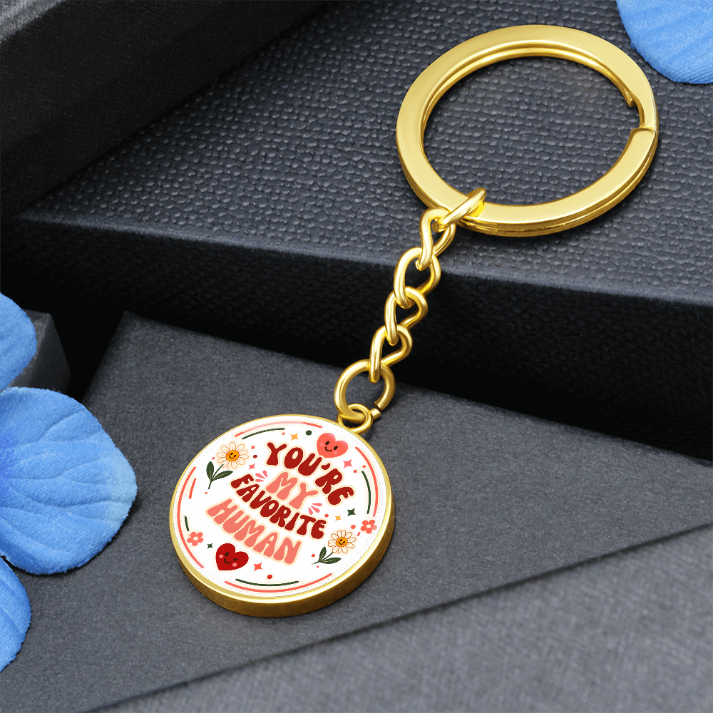 Personalized Retro You're My Favorite Human Circle Graphic Keychain