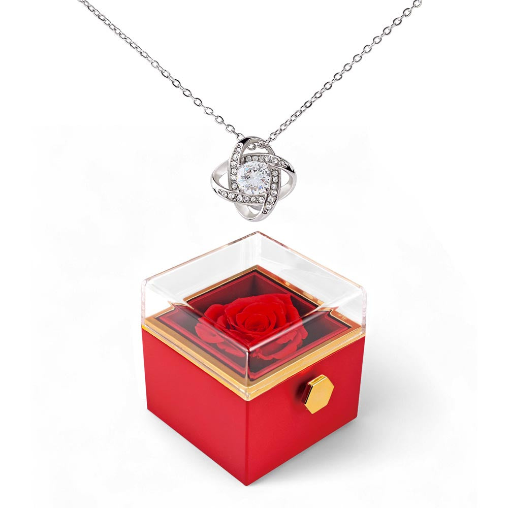Rotating Rose Box - Love Knot Necklace