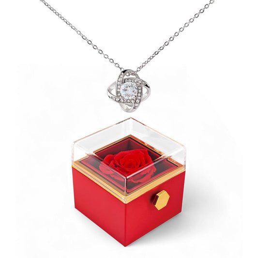 Rotating Rose Box - Love Knot Necklace