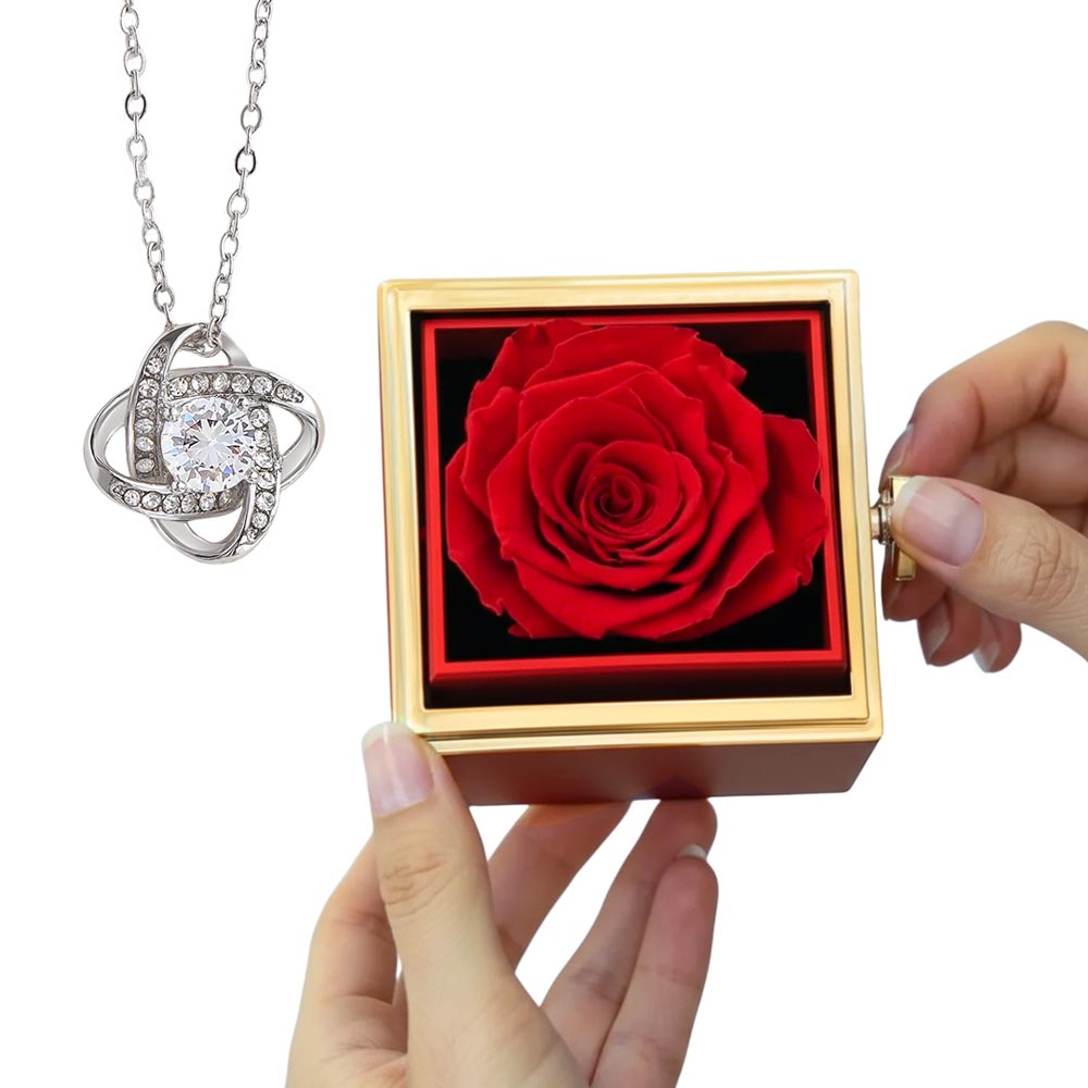Rotating Rose Box - Love Knot Necklace