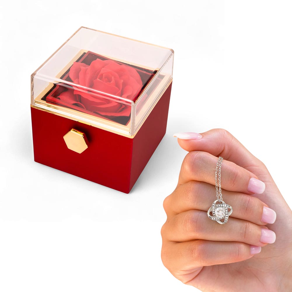 Rotating Rose Box - Love Knot Necklace