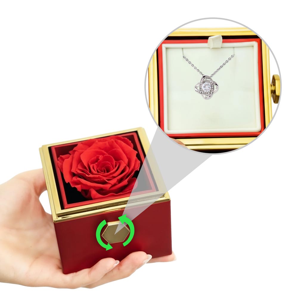 Rotating Rose Box - Love Knot Necklace
