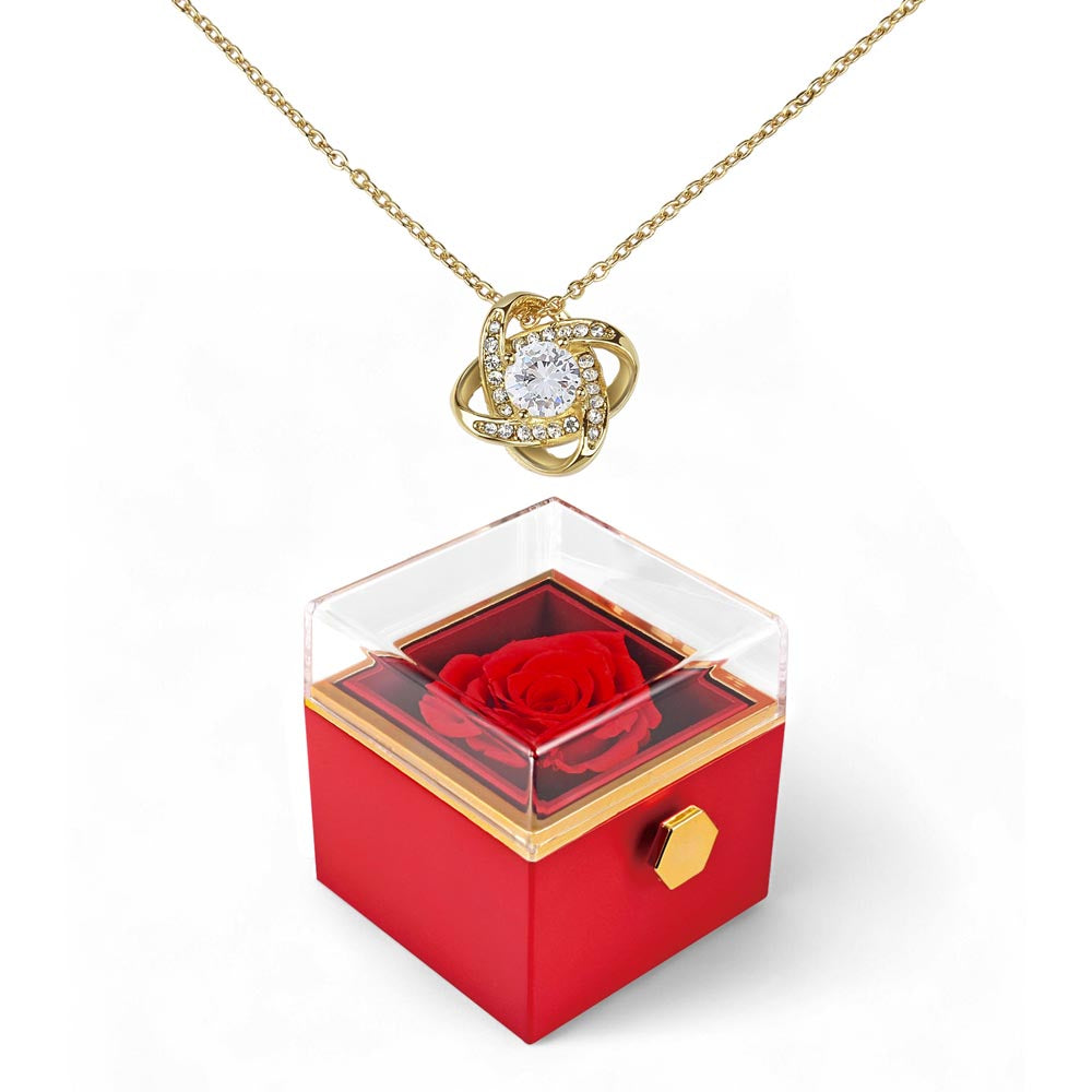 Rotating Rose Box - Love Knot Necklace