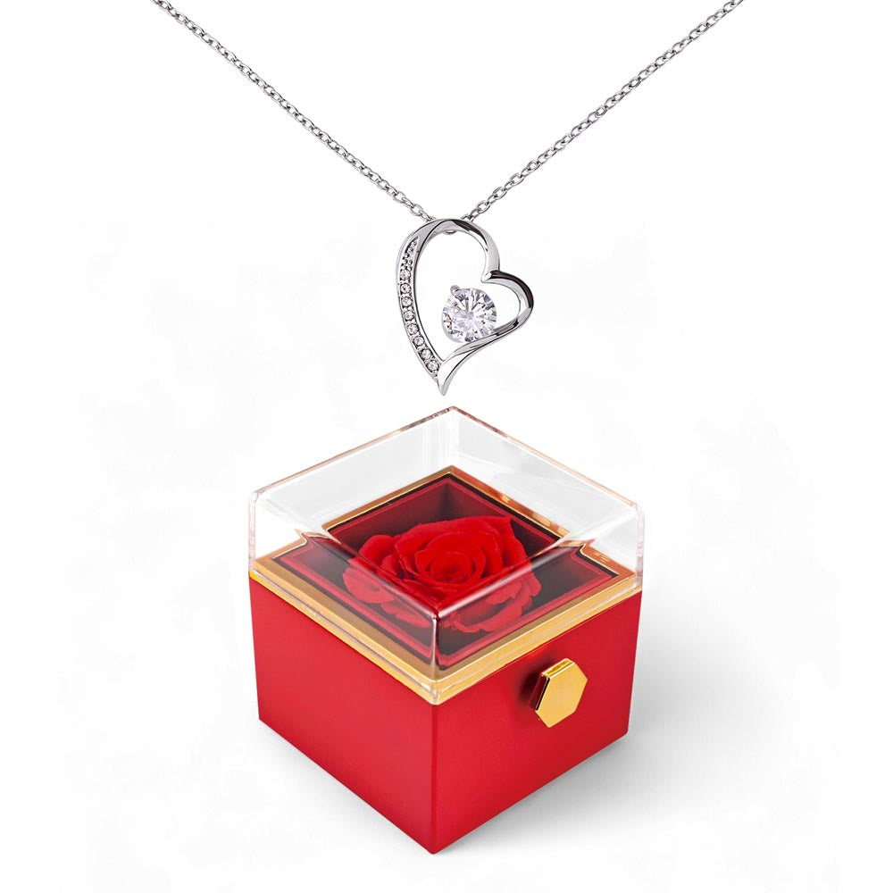 Rotating Rose Box - Forever Love Necklace