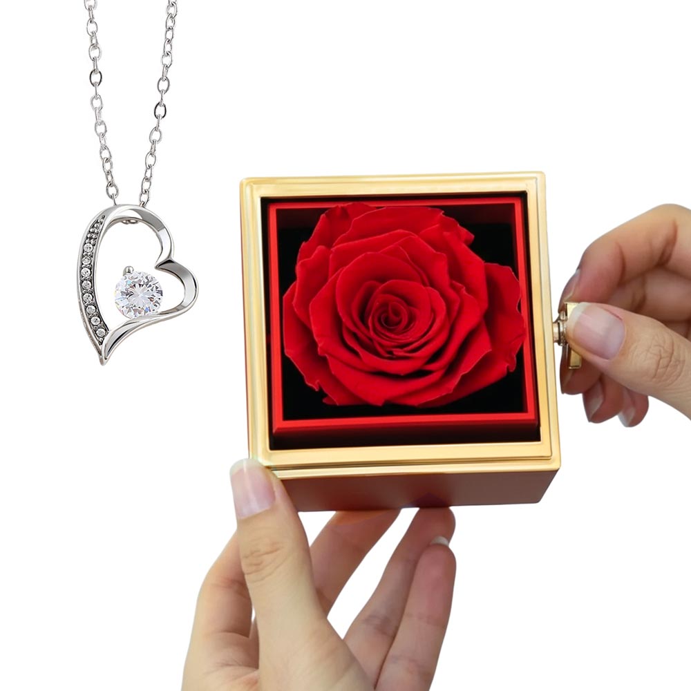 Rotating Rose Box - Forever Love Necklace