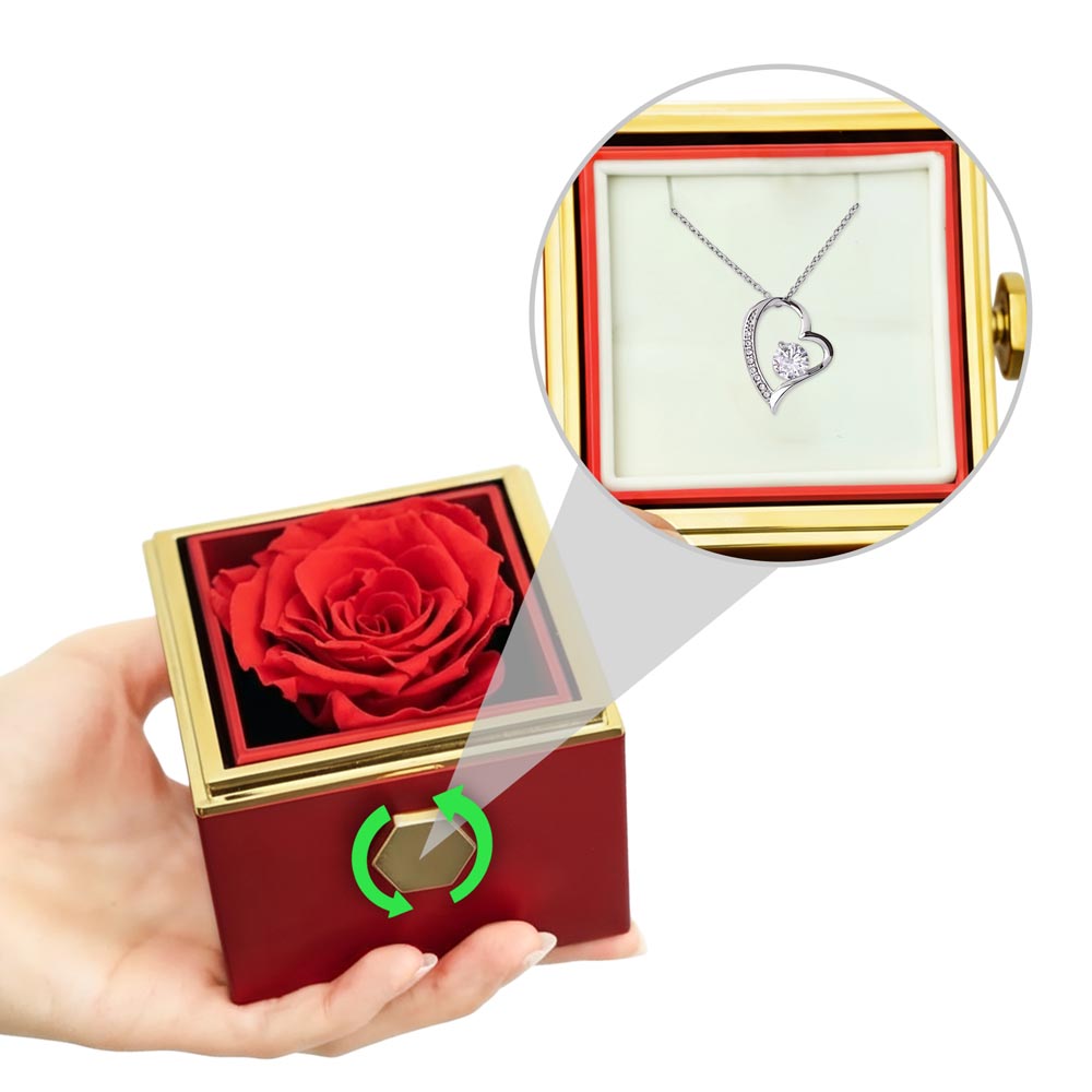 Rotating Rose Box - Forever Love Necklace