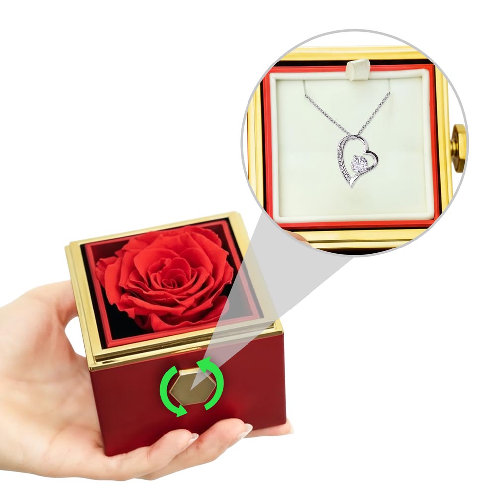 Rotating Rose Box - Forever Love Necklace