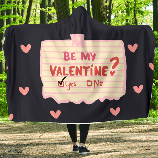 Be My Valentine Note Hooded Blanket