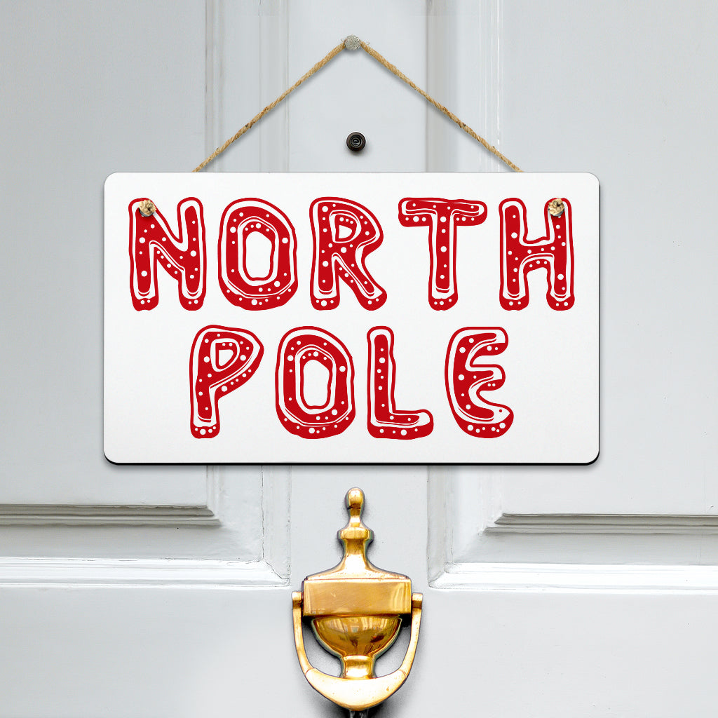 North Pole Hanging Door Sign