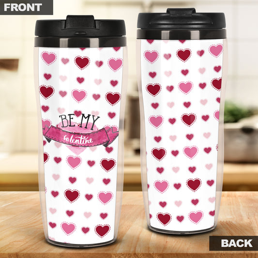 Be My Valentine Hearts Background Reusable Coffee Cup