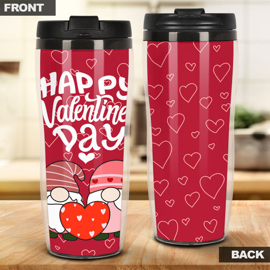 Happy Valentines Day Gnome Couple Reusable Coffee Cup