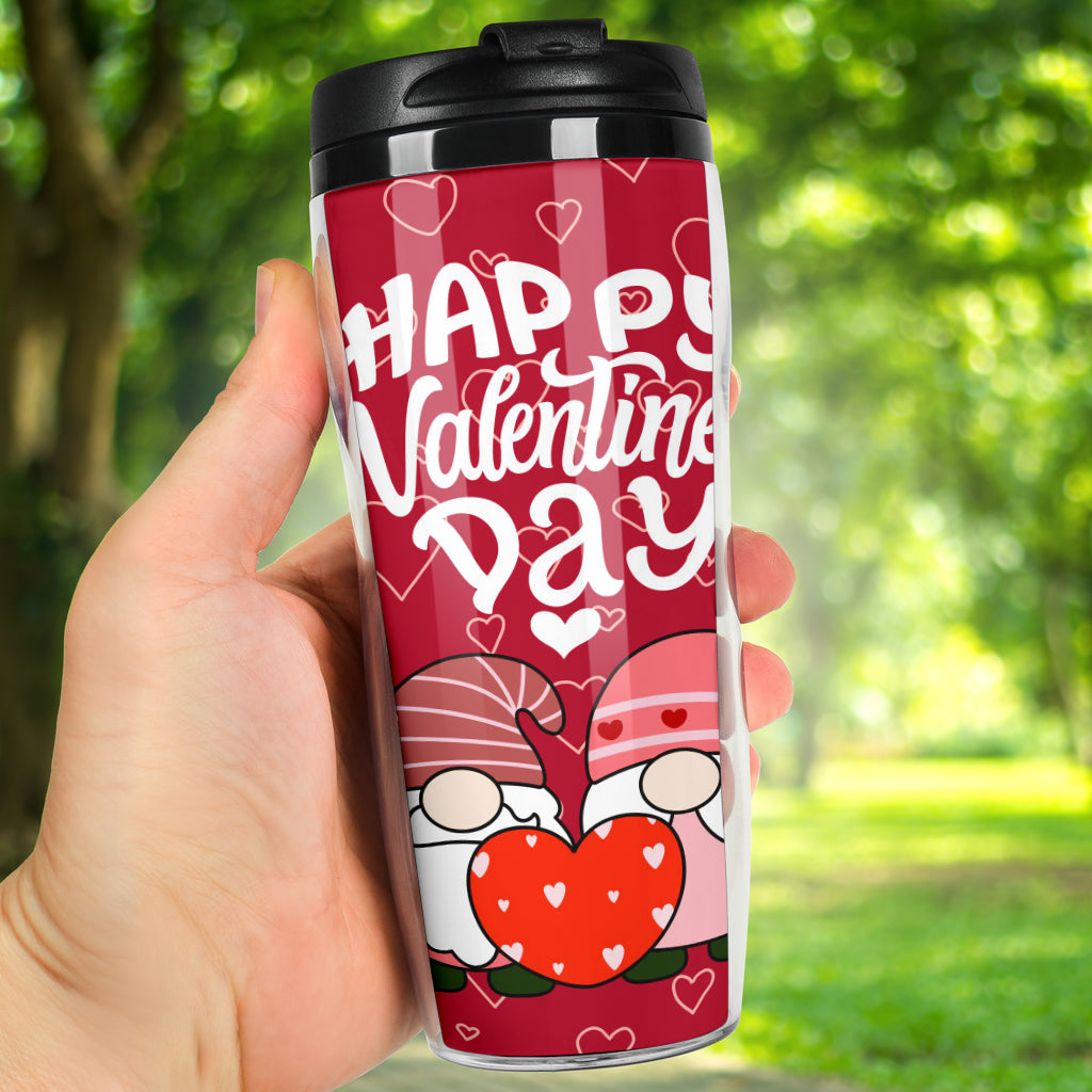 Happy Valentines Day Gnome Couple Reusable Coffee Cup