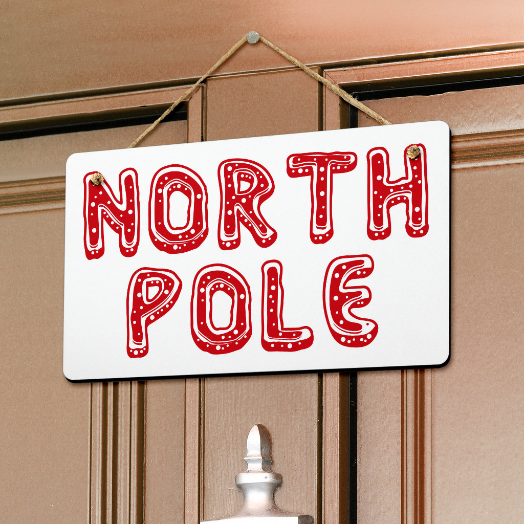North Pole Hanging Door Sign