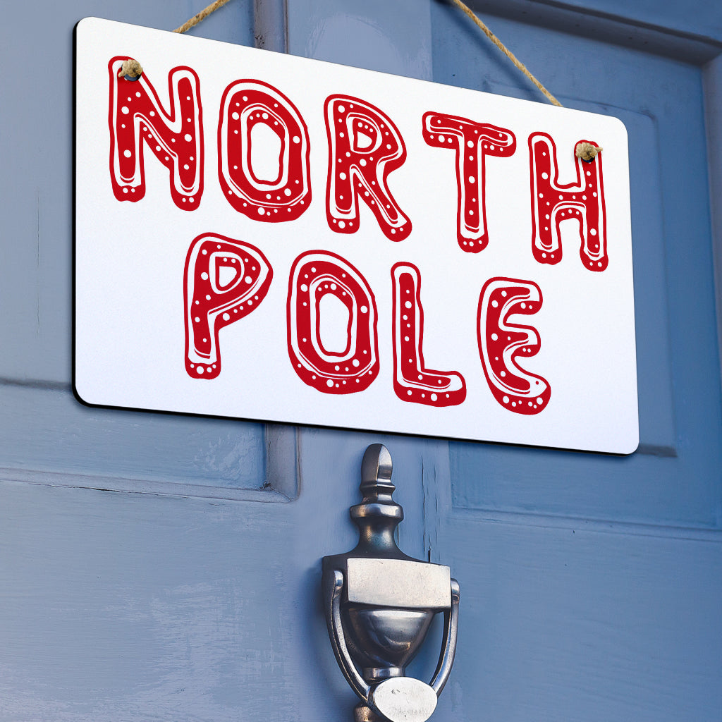 North Pole Hanging Door Sign