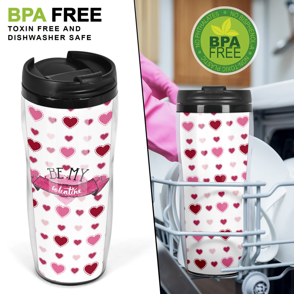 Be My Valentine Hearts Background Reusable Coffee Cup