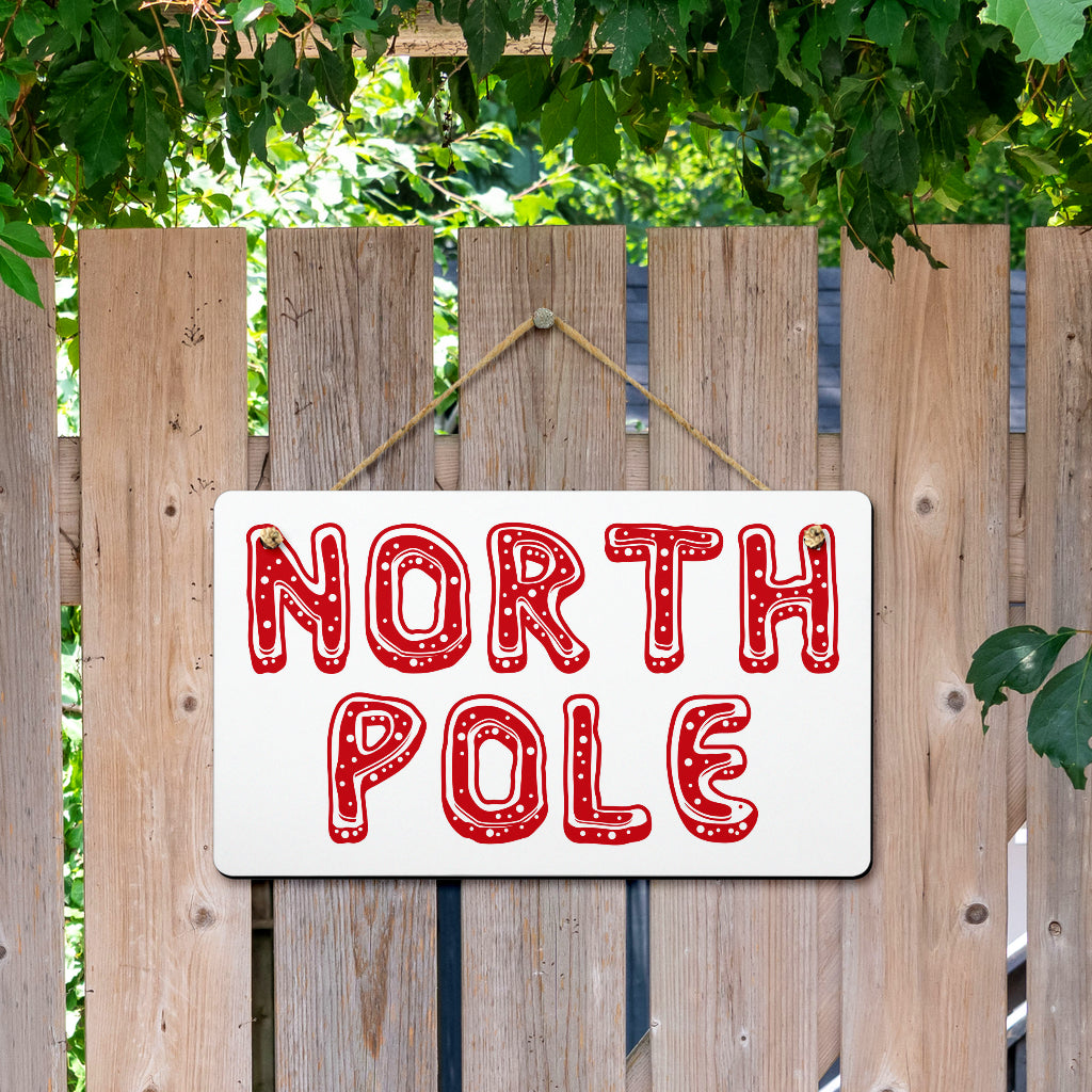 North Pole Hanging Door Sign