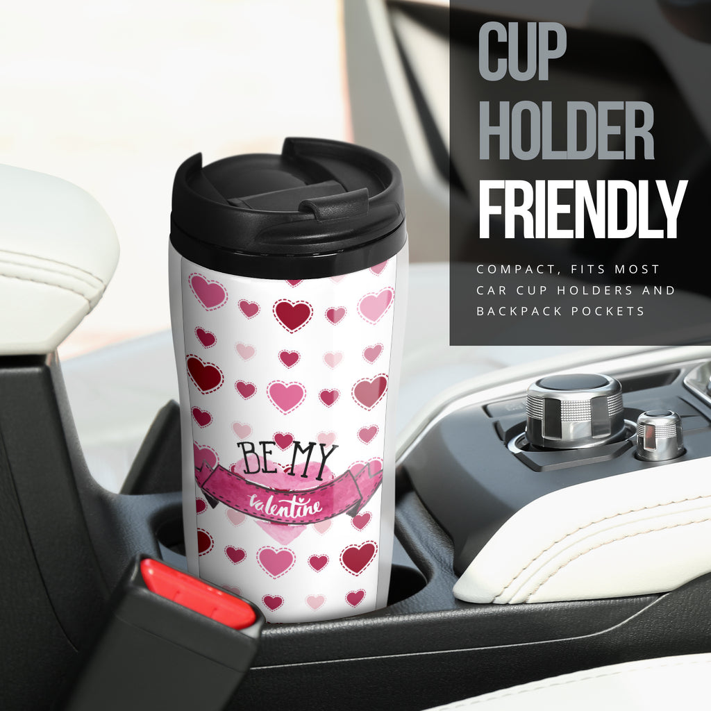 Be My Valentine Hearts Background Reusable Coffee Cup