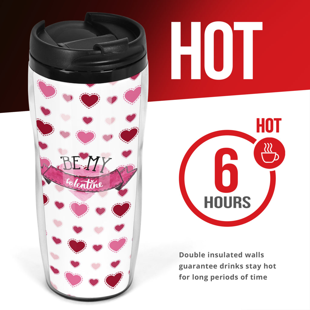 Be My Valentine Hearts Background Reusable Coffee Cup